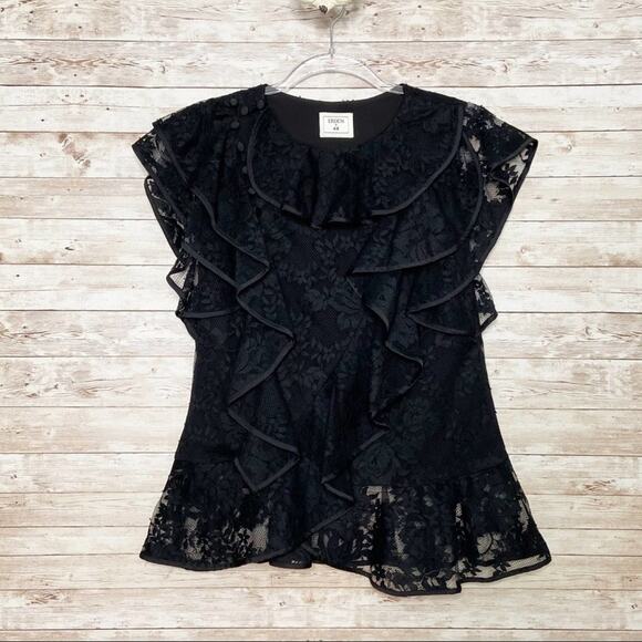ERDEM x H&M Lace Blouse Black Ruffle Flounce Dark Romantic Whimsigoth Size XS - Picture 1 of 9